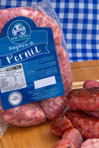 Linguiça de Pernil fatiada, de perto